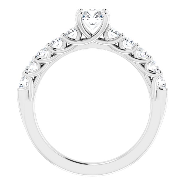 Bague De Fiançailles Diamant Coupe Ronde Pavé Or Blanc