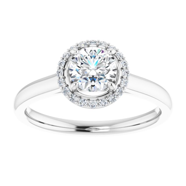 Bague De Fiançailles Diamant Halo Or Blanc