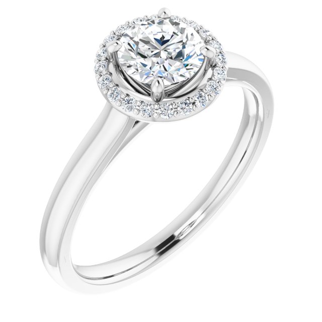 Bague De Fiançailles Diamant Halo Or Blanc
