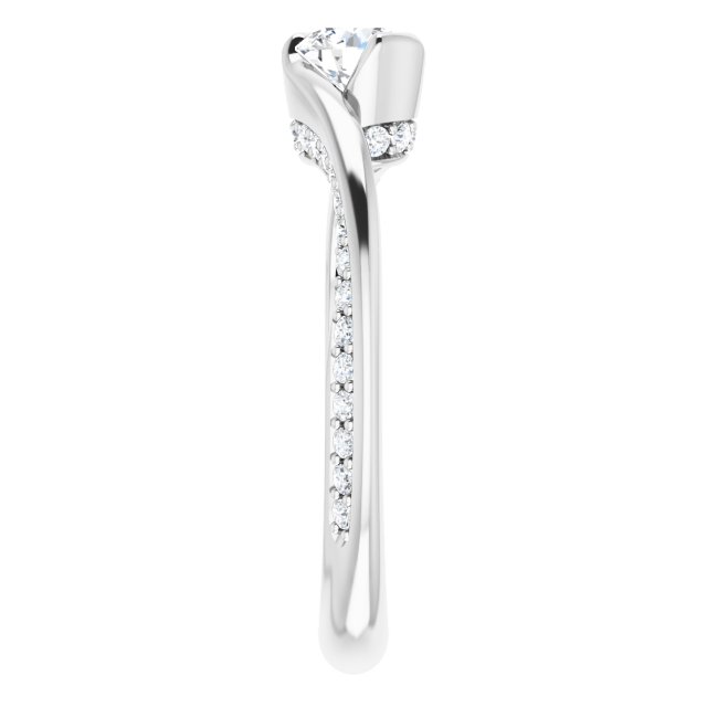 Bague De Fiançailles Diamant Coupe Ronde Pavé Or Blanc