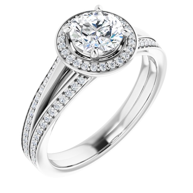 Bague De Fiançailles Diamant Halo Or Blanc