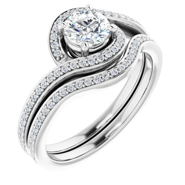 Bague De Fiançailles Diamant Halo Or Blanc