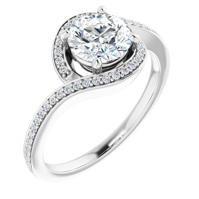Bague De Fiançailles Diamant Halo Or Blanc