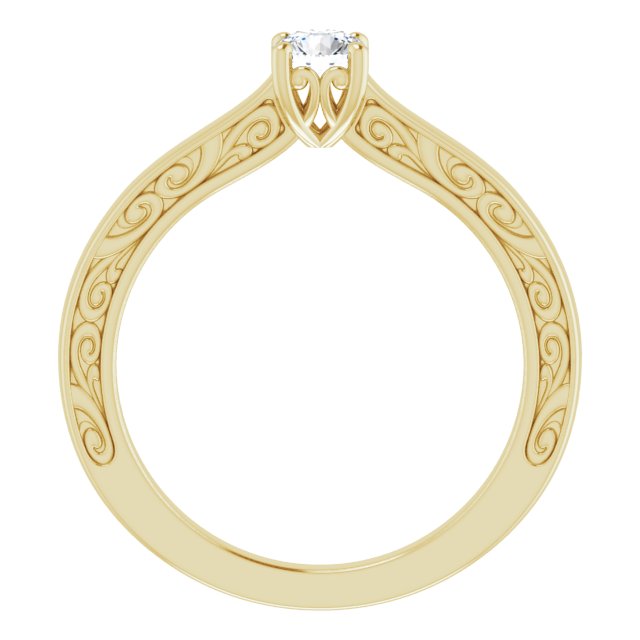 Bague de Fiançaille Antique Solitaire Or jaune Diamant 4 Griffes
