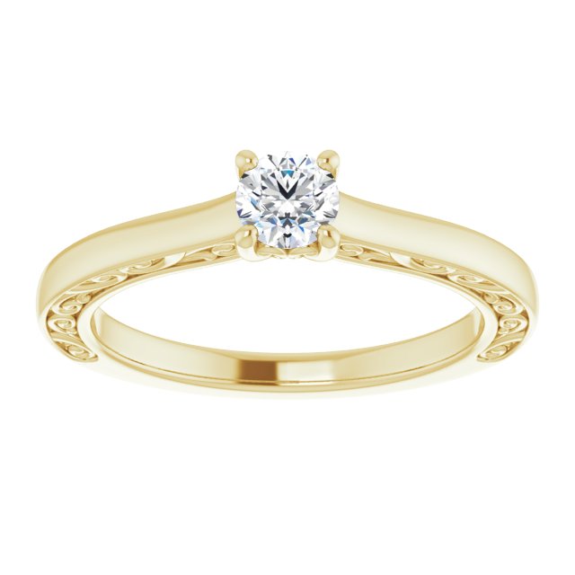 Bague de Fiançaille Antique Solitaire Or jaune Diamant 4 Griffes