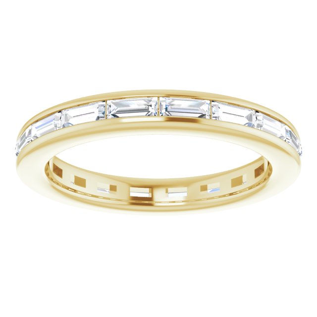 Alliance En Diamants Baguettes, Éternité En Or Jaune Sur Canal
