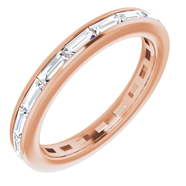 Alliance En Diamants Baguettes, Éternité En Or Rose Sur Canal