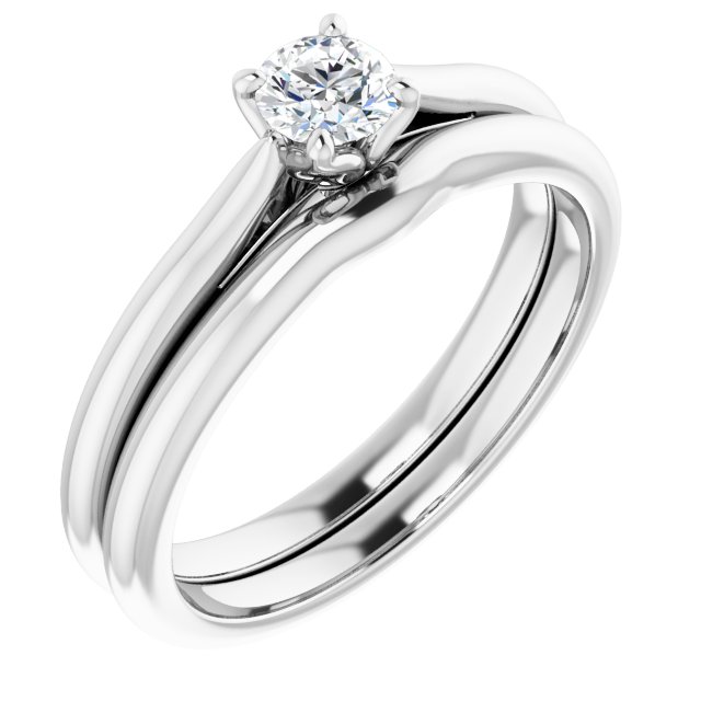 Bague de Fiançaille Solitaire Or Blanc Diamant 4 Griffes