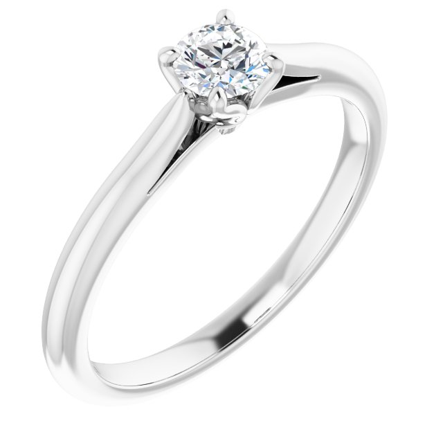 Bague de Fiançaille Solitaire Or Blanc Diamant 4 Griffes