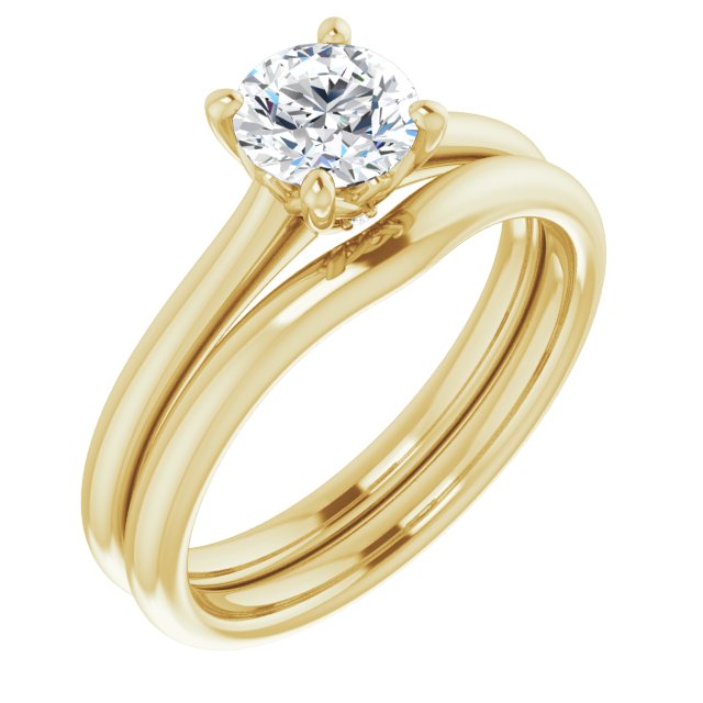 Bague de Fiançaille Antique Solitaire Or jaune Diamant 4 Griffes