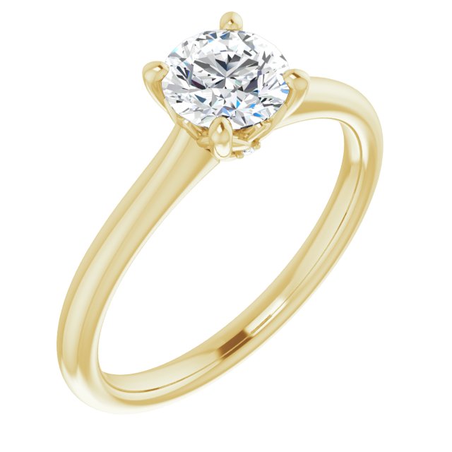 Bague de Fiançaille Antique Solitaire Or jaune Diamant 4 Griffes