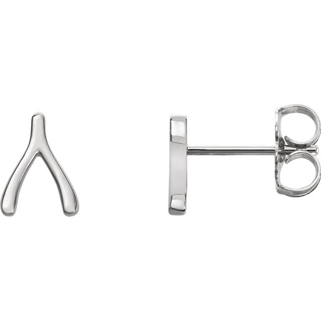 Boucles d'Oreilles Wishbone en Or Blanc 14 Karats