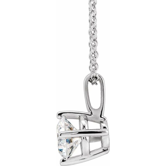 Pendentifs Solitaire Diamant Taille Rond Sur Griffes En Or Blanc 14 Karats