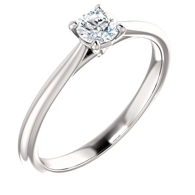 Bague de Fiançaille Solitaire en Diamants et Or Blanc 4 Griffes