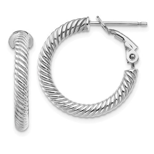 Boucles d'Oreilles Type Créole en Or Blanc 14 Karats
