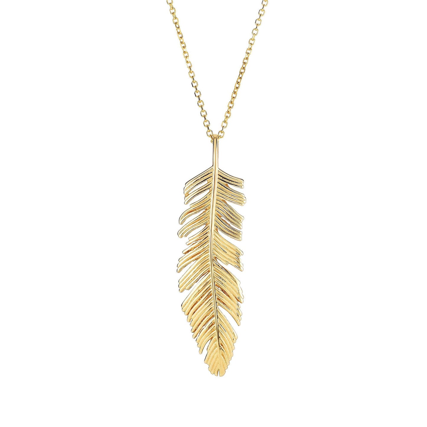 Pendentif Or Jaune 14 Karats en Forme de Plume