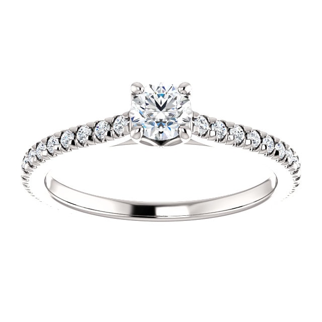 Bague de Mariage Éternité Coupe Ronde en Diamants et Or Blanc 14 Karats