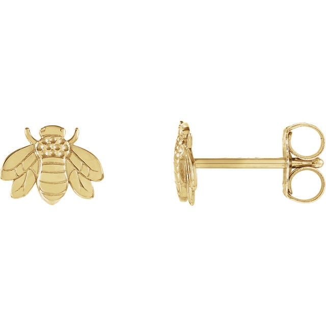 Boucles d'Oreilles Abeille en Or 14 Karats