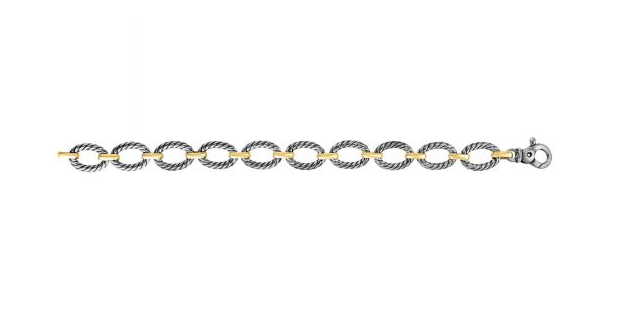 14 Karats Yellow Gold and Silver Bracelet