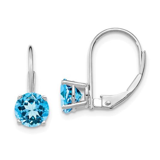 14 Karats White Gold Topaz Earrings