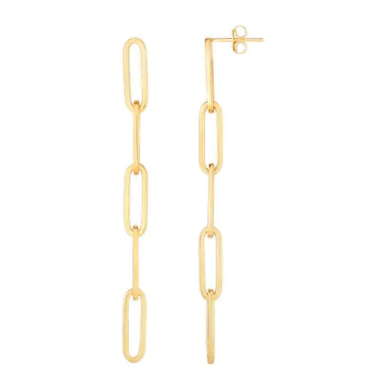 Boucles d'Oreilles en Or Jaune et Blanc 14 Karats