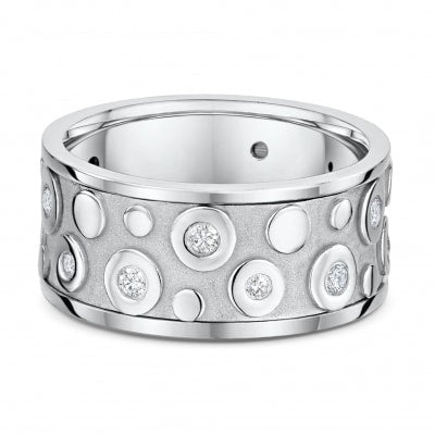 Jonc Moderne pour Dame en Diamants et Or Blanc 14 Karats