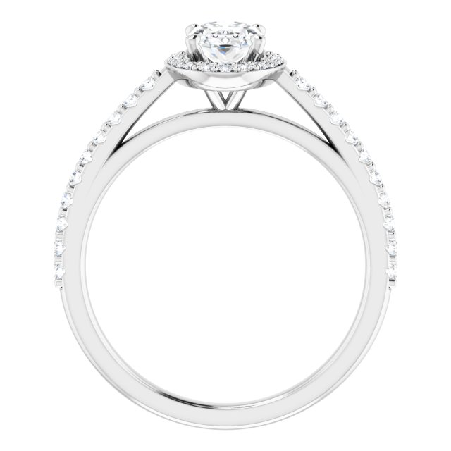 Bague De Fiançailles Diamant Ovale Halo Or Blanc