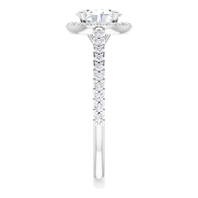 Bague De Fiançailles Diamant Ovale Halo Or Blanc