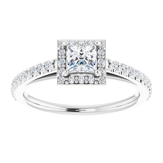 Bague de Fiançaille Halo Or blanc et Diamant