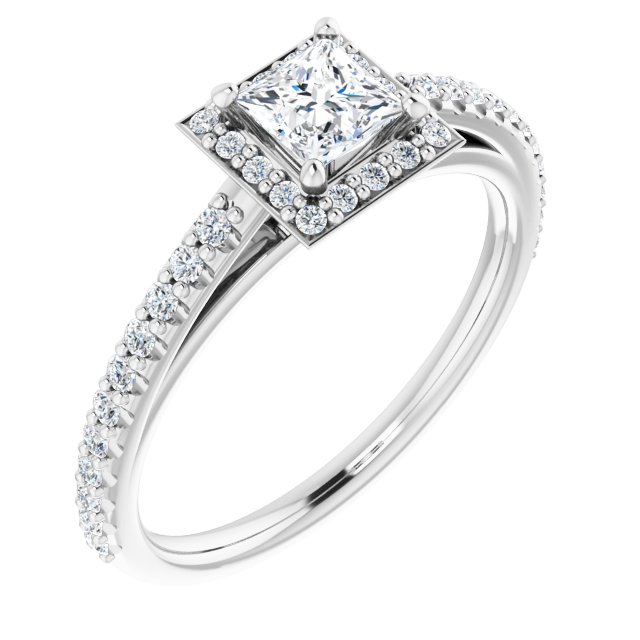 Bague de Fiançaille Halo Or blanc et Diamant