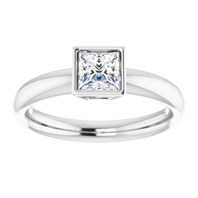 Bague de Fiançaille Solitaire Or Blanc Diamant Pricesse