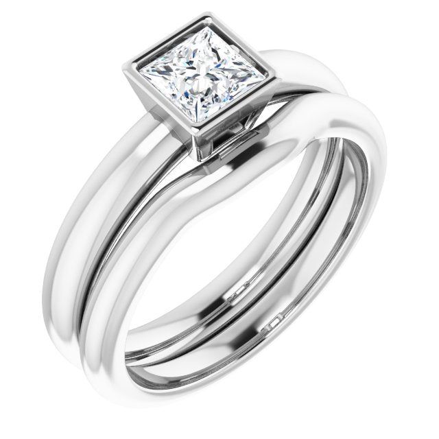 Bague de Fiançaille Solitaire Or Blanc Diamant Pricesse