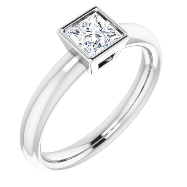 Bague de Fiançaille Solitaire Or Blanc Diamant Pricesse
