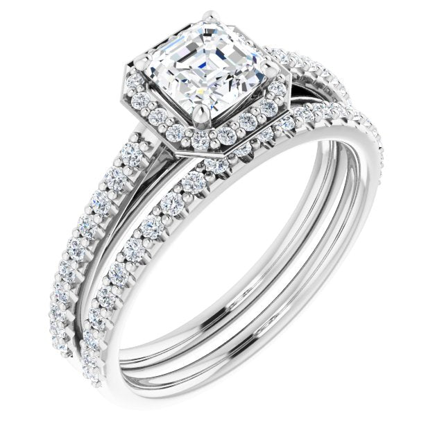 Bague Mariage Halo Or Blanc 14 Karats