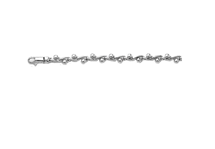 Bracelet en or blanc 14 Karats fini uni et poli 19 Cm Fait à Montréal