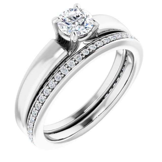 Bague de Fiançaille Solitaire Or Blanc Diamant  4 Griffes