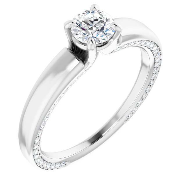 Bague de Fiançaille Solitaire Or Blanc Diamant  4 Griffes