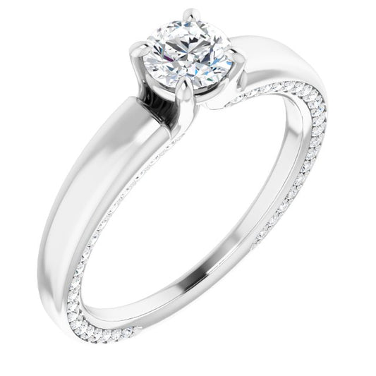 Bague de Fiançaille Solitaire Or Blanc Diamant  4 Griffes