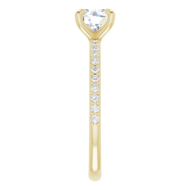 Bague De Fiançailles Diamant Coupe Ronde Pavé Or Jaune