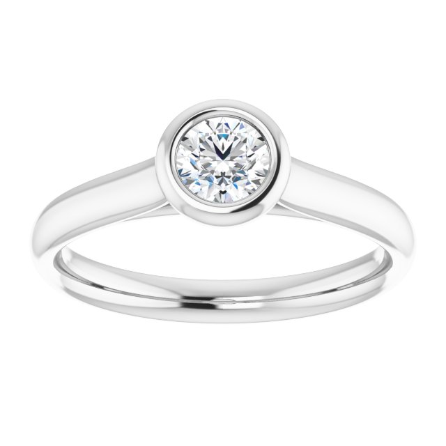 Bague de Fiançaille Solitaire Or Blanc Diamant  4 Griffes