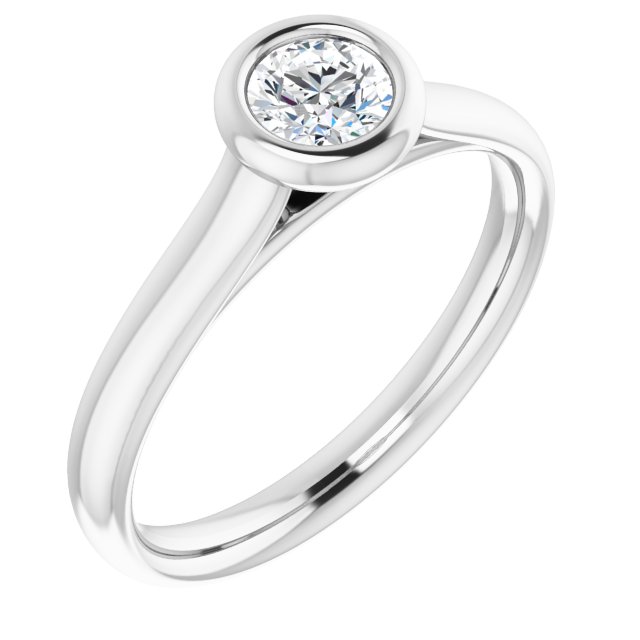 Bague de Fiançaille Solitaire Or Blanc Diamant  4 Griffes