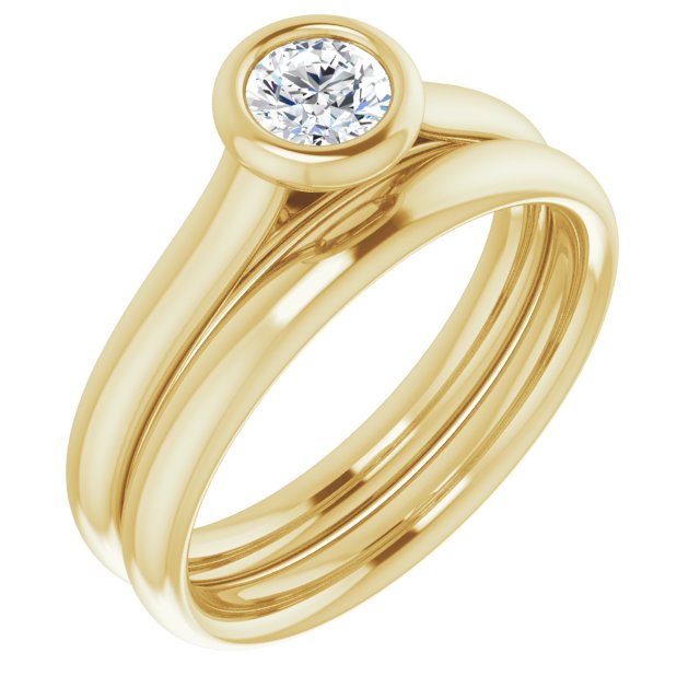 Bague de Fiançaille Solitaire Or Jaune Diamant  4 Griffes