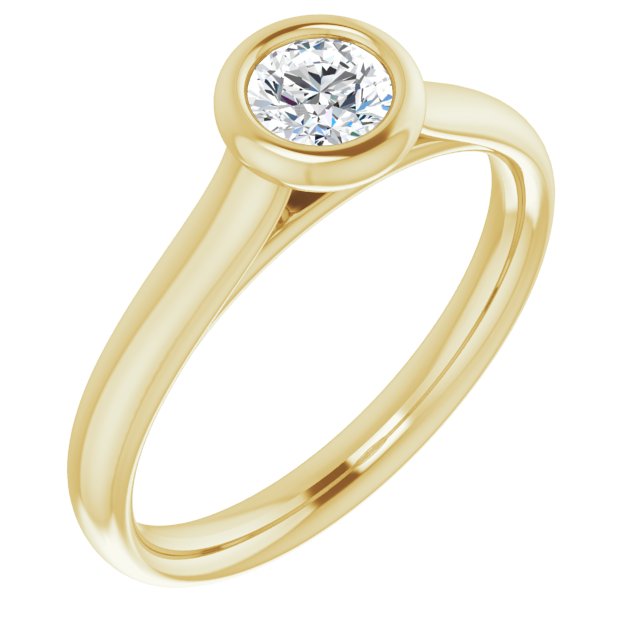 Bague de Fiançaille Solitaire Or Jaune Diamant  4 Griffes
