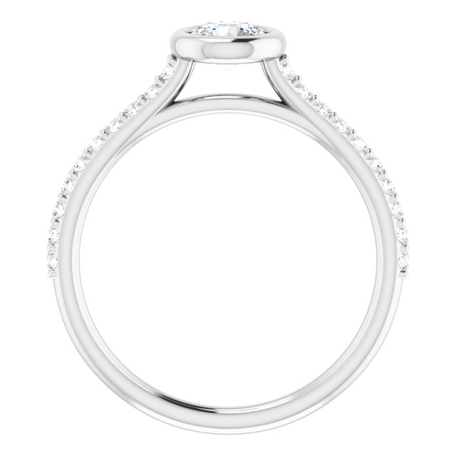 Bague de Fiançaille Solitaire Et Pavé Or Blanc Diamant