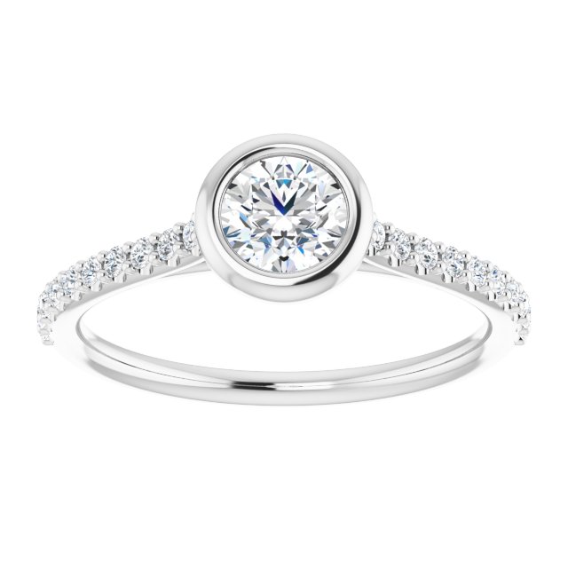 Bague de Fiançaille Solitaire Et Pavé Or Blanc Diamant