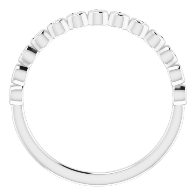 Alliance En Diamants Semi-Éternité En Or Blanc Sur Collets