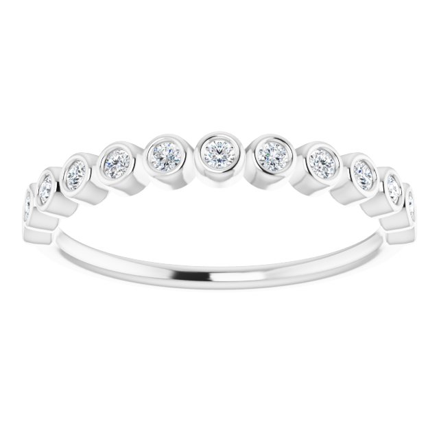 Alliance En Diamants Semi-Éternité En Or Blanc Sur Collets