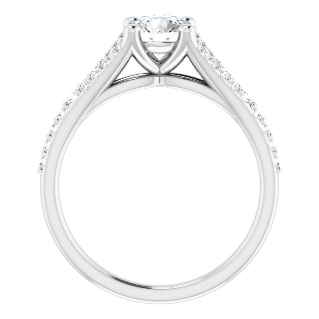 Bague De Fiançailles Diamant Coupe Ronde Pavé Or Blanc