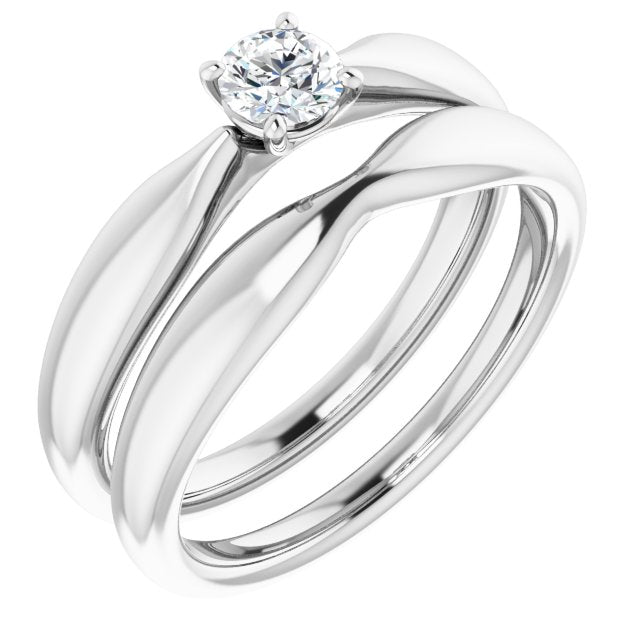 Bague de Fiançaille Solitaire Or blanc Diamant  4 Griffes