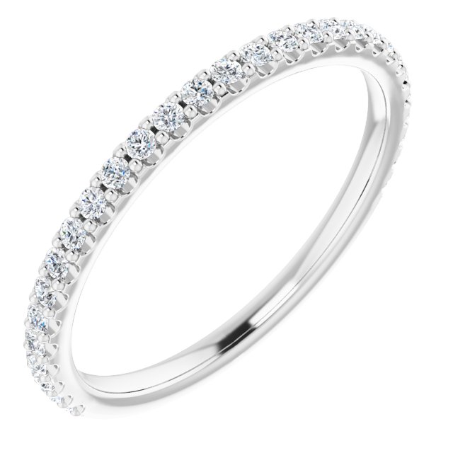 Alliance En Diamants Semi-Éternité En Or Blanc Sur Griffes